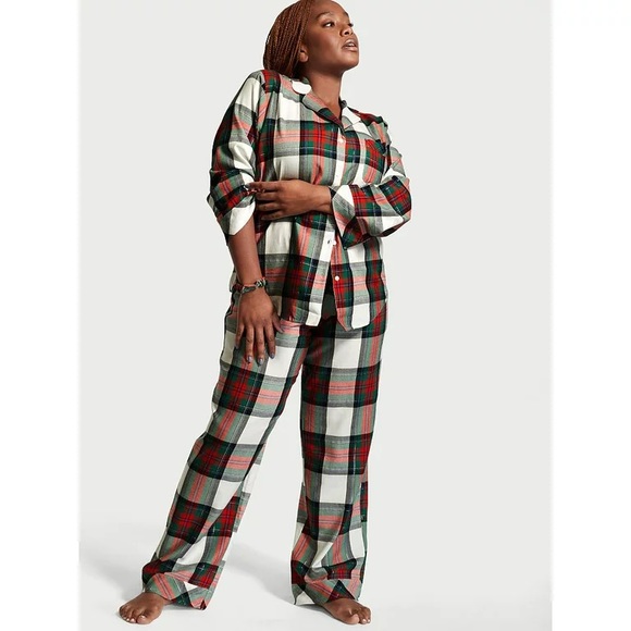 2/$50 🌈 EUC Victoria’s Secret Flannel Pajama Set, Red, White, Green Plaid, Small - Picture 1 of 15